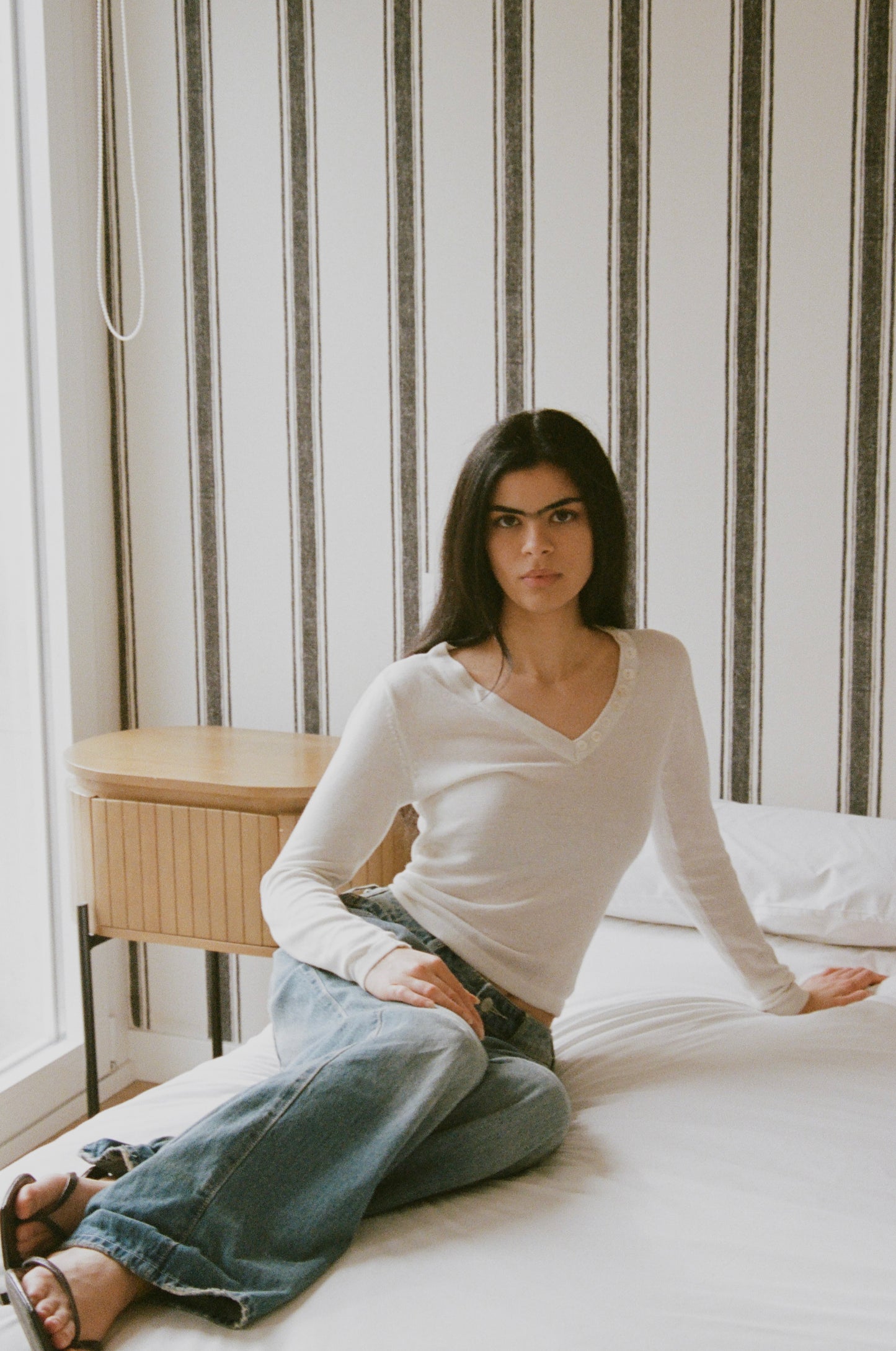 The Alma Top in Sheer White