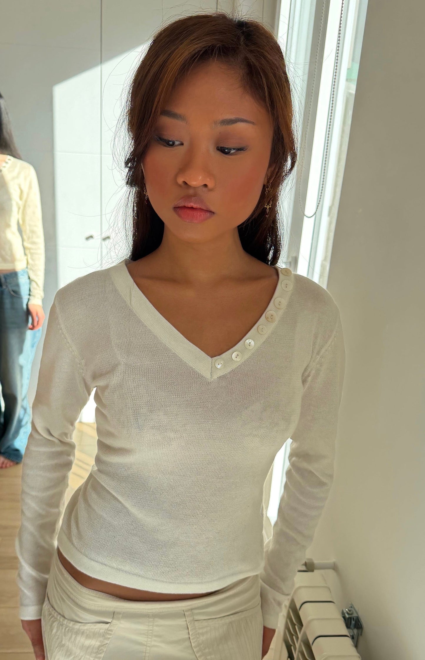 The Alma Top in Sheer White