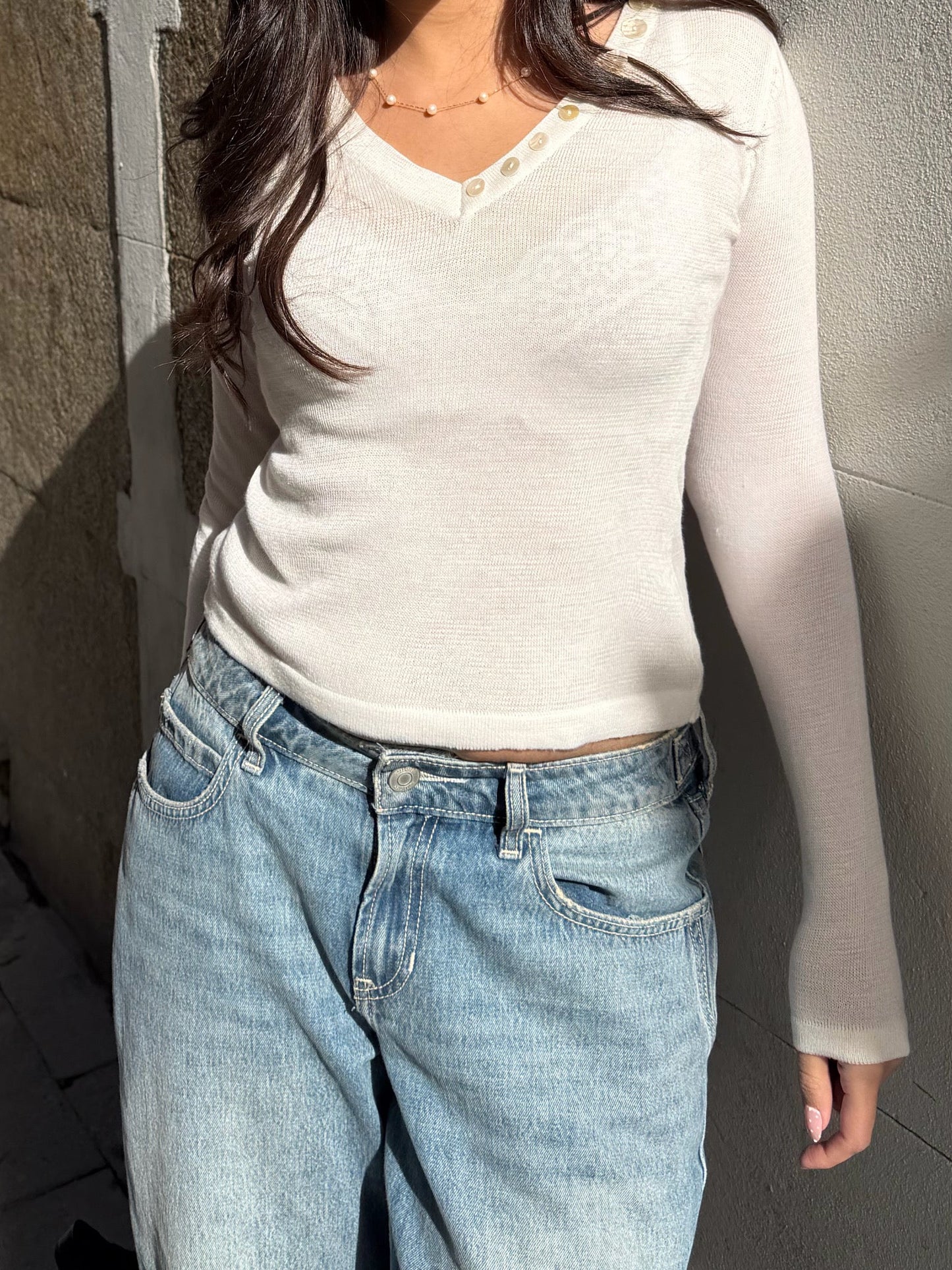 The Alma Top in Sheer White